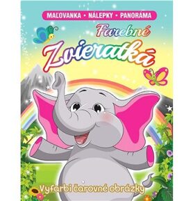 Farebné zvieratká: maľovanka - nálepky - panoráma