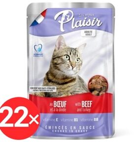Plaisir Cat kapsička hovězí + krocan 22 × 100 g