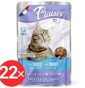 Plaisir Cat kapsička pstruh + krevety 22 × 100 g