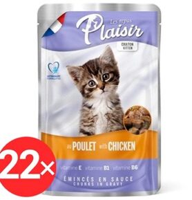 Plaisir Cat kapsička kitten kuřecí v omáčce 22 × 100 g