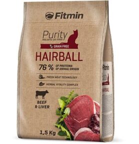 Fitmin Purity Cat Hairball s čerstvým hovězím pro dlouhosrsté kočky 1,5 kg