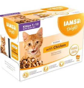 IAMS Delights pro koťata s kuřecím v omáčce multipack 12 × 85 g