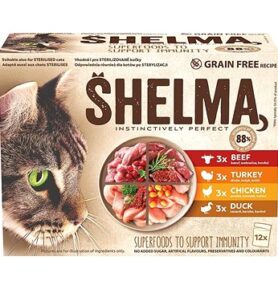 Shelma bezobilné dušené filetky 4 druhy masa 12 × 85 g