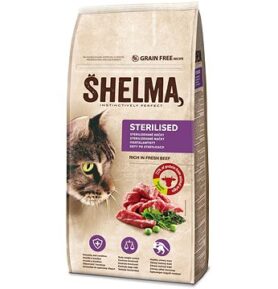 Shelma bezobilné granule s čerstvým hovězím pro sterilizované kočky 8 kg