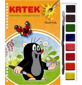 Omalovánky s vodovými barvami a štětcem Krtek