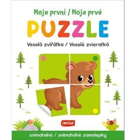 Moje první/Moje prvé puzzle Veselá zvířátka/Veselé zvieratká: snímatelné/snímateľné samolepky