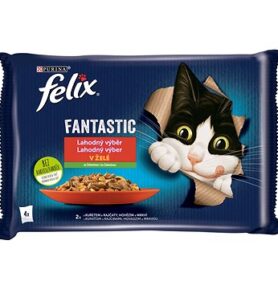 Felix Fantastic s kuřetem a rajčaty, s hovězím a mrkví v želé 4 x 85 g