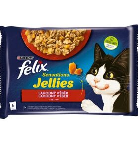 Felix Sensations Jellies s hovězím a kuřetem v lahodném želé  4 x 85 g