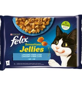 Felix Sensations Jellies s lososem a treskou v lahodném želé 4 x 85 g