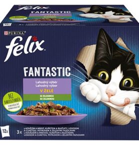 Felix Fantastic hovězí s mrkví, kuře s rajčaty, losos s cuketou, pstruh se zel. fazolkami 12 x 85 g