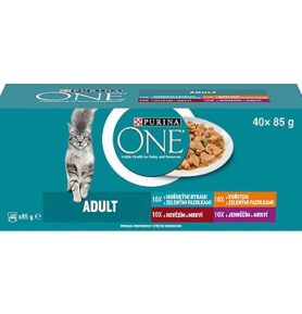 Purina ONE Adult minifiletky s jehněčím, mořskými rybami, kuřetem, hovězím a zeleninou ve šťávě 40 ×