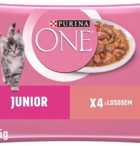 Purina ONE Junior minifiletky s lososem a mrkví ve šťávě 4 × 85 g