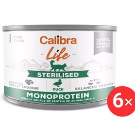 Calibra Cat Life konzerva pro kastrované kočky s kachním 6 × 200 g