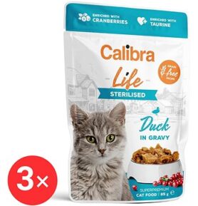 Calibra Cat Life kapsička pro kastrované kočky s kachním v omáčce 3 × 85 g