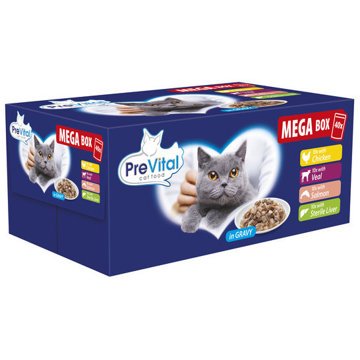 PreVital kapsička pro kočky maso, losos, sterilní játra 40 × 100 g