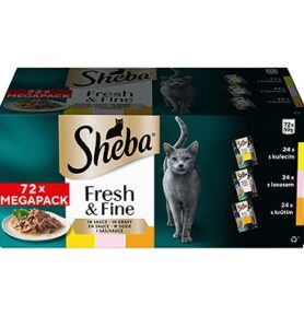 Sheba Fresh & Fine kuřecí, lososové a krůtí kapsičky v omáčce 72 × 50 g