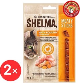 Shelma bezobilné masové tyčinky s drůbežím a kurkumou 2 × 15 g