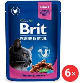 Brit Premium by Nature Cat Pouch with Chicken & Turkey 6 × 100 g
