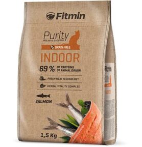 Fitmin Purity Cat Indoor s čerstvým lososem pro kočky chované v bytě 1,5 kg