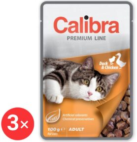Calibra Cat Premium Kapsička pro dospělé kočky Kachna & Kuře 3 × 100 g