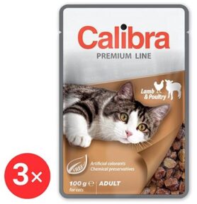 Calibra Cat Premium Kapsička pro dospělé kočky Jehněčí & Drůbež 3 × 100 g