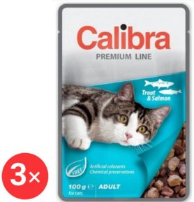 Calibra Cat Premium Kapsička pro dospělé kočky Pstruh & Losos 3 × 100 g