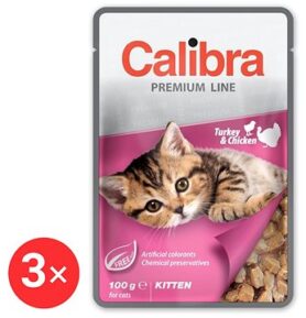 Calibra Cat Premium Kapsička pro koťata Krůta & Kuře 3 × 100 g