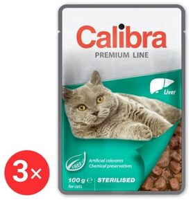 Calibra Cat Premium Kapsička pro kastrované kočky s játry 3 × 100 g