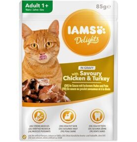 IAMS Delights pro dospělé kočky - s kuřecím a krůtím v omáčce 85 g