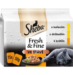 Sheba Fresh & Fine kapsičky pro dospělé kočky: drůbeží výběr ve šťávě 15 × 50 g