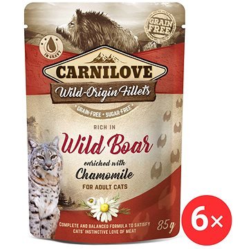 Carnilove Cat Pouch Rich in Wild Boar Enriched with Chamomile 6 × 85 g