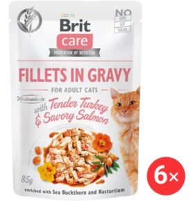 Brit Care Cat Fillets in Gravy with Tender Turkey & Savory Salmon 6 × 85 g