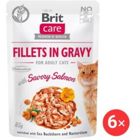Brit Care Cat Fillets in Gravy with Savory Salmon 6 × 85 g