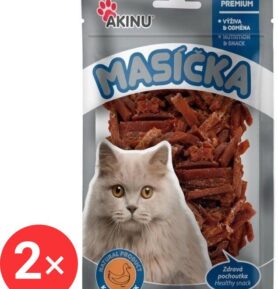 Akinu Kachní nudličky pro kočky 2 × 50 g