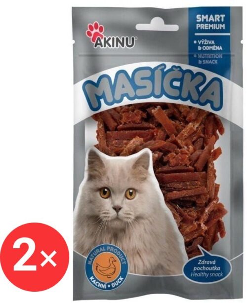 Akinu Kachní nudličky pro kočky 2 × 50 g