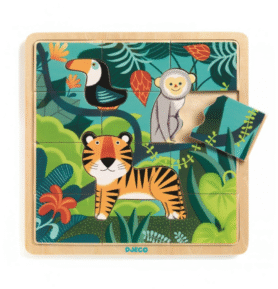 DJECO Dřevěné puzzle Tygr a přátelé - 15 pcs