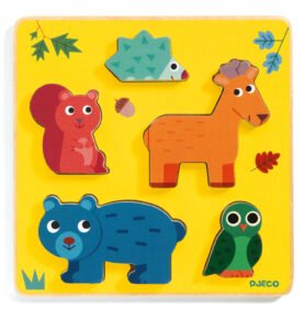 DJECO Dřevěné vkládací puzzle Jelínek a kamarádi