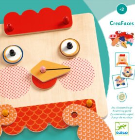 DJECO Velké dřevěné tvoření Obličeje zvířátek