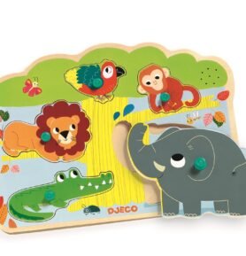 DJECO Vkládací puzzle Zvířátka z džungle se zvuky