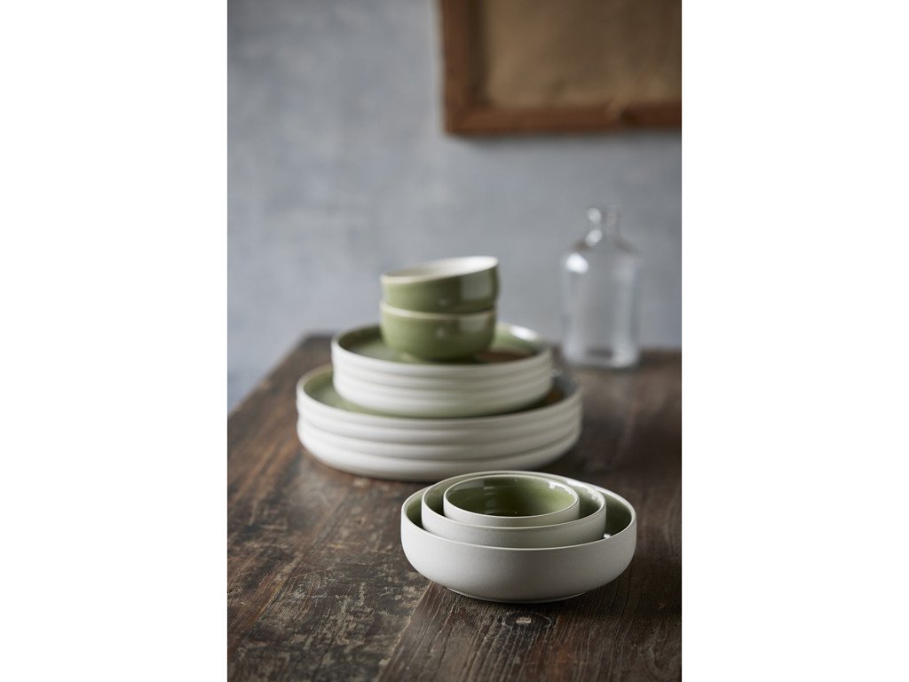 Studio Round Kameninová servírovací miska na polévku North 15 cm White/Shiny Moss - Obrázek 2