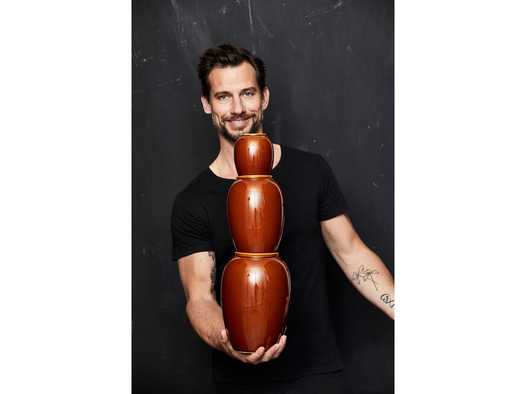 Bitz Kameninová váza 20 cm Amber - Obrázek 2