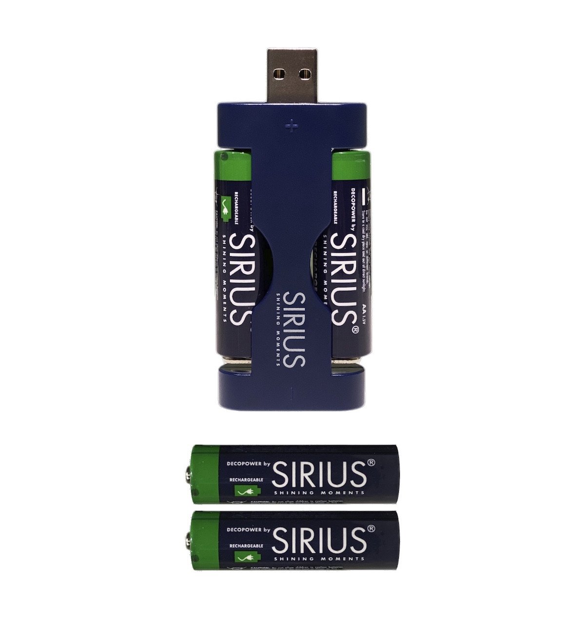 Sirius USB nabíječka baterií AA DecoPower (+4 ks AA baterií)