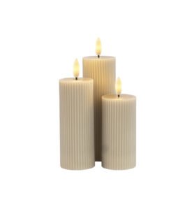 Sirius Sada dobíjecích LED svíček Smilla Warm Grey (3 ks)