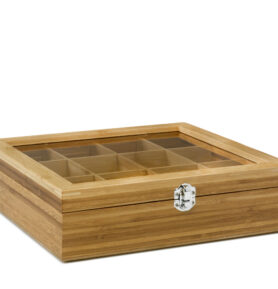 Bredemeijer Krabička na čaj, 12 přihrádek s okénkem, tmavá