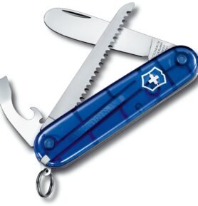 VICTORINOX nůž MŮJ PRVNÍ KAPESNÍ NŮŽ 84mm MODRÝ transparentní s pilkou