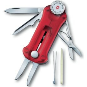 VICTORINOX nůž kapesní GOLFTOOL ČERVENÝ transparentní