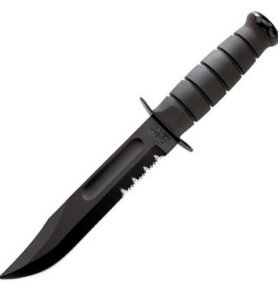 KA-BAR nůž FIGHTING/UTILITY ozubené ostří ČERNÝ - kožené pouzdro