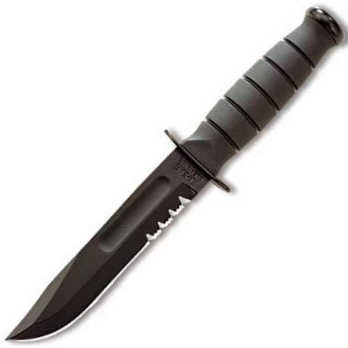 KA-BAR nůž FIGHTING/UTILITY SHORT ozubené ostří - kožené pouzdro