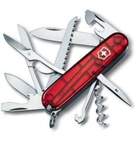 VICTORINOX nůž kapesní HUNTSMAN 91mm ČERVENÝ transparentní
