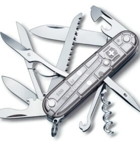 VICTORINOX nůž kapesní HUNTSMAN 91mm STŘÍBRNÝ transparentní